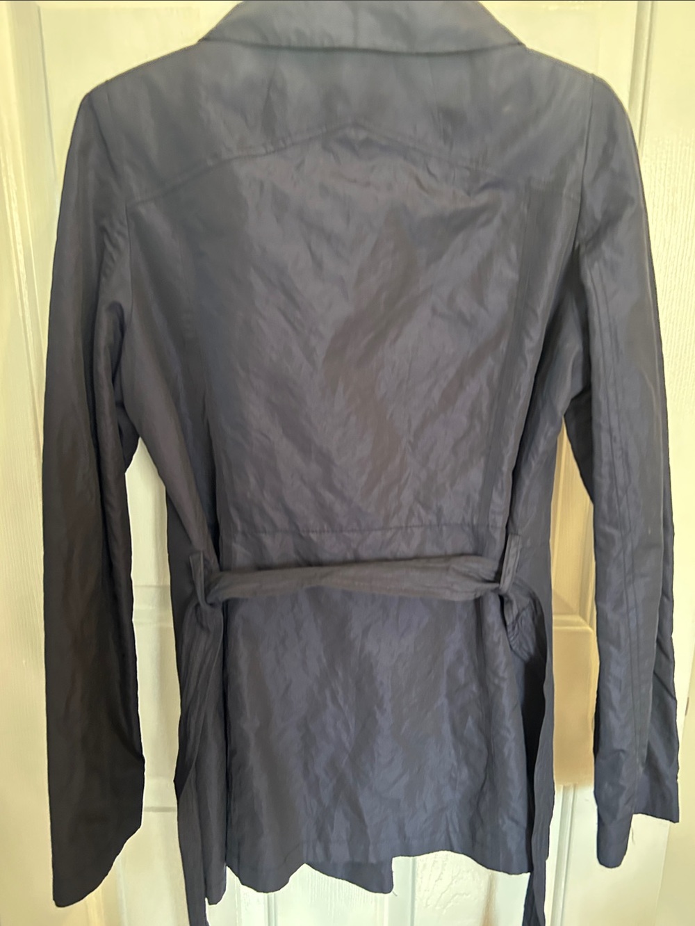 Tahari Navy Ruffle-Front Belted Utility Jacket - Picture 5 of 11